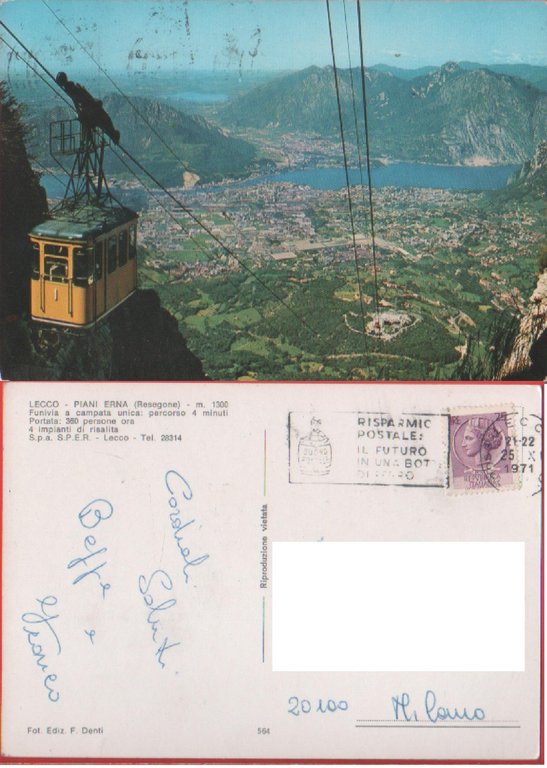 Lecco Piani Ernia. Viaggiata 1971