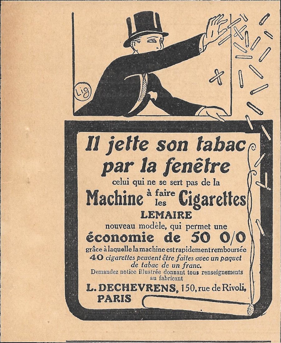 Lemaire Machine à faire les Cigarettes - Advertising 1928