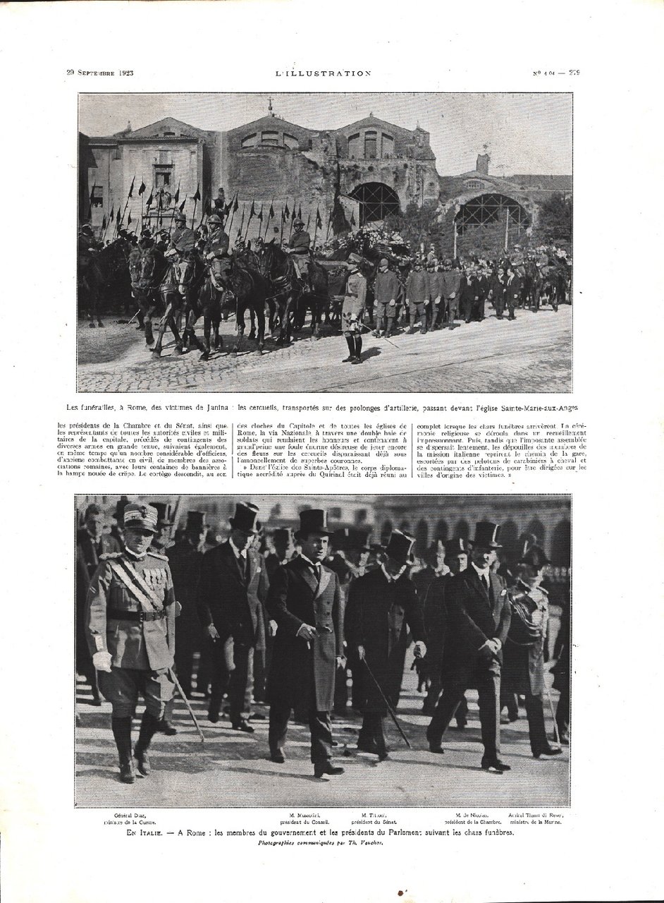 Les funerailles a Rome des victimes de Janina. Immagine 1923
