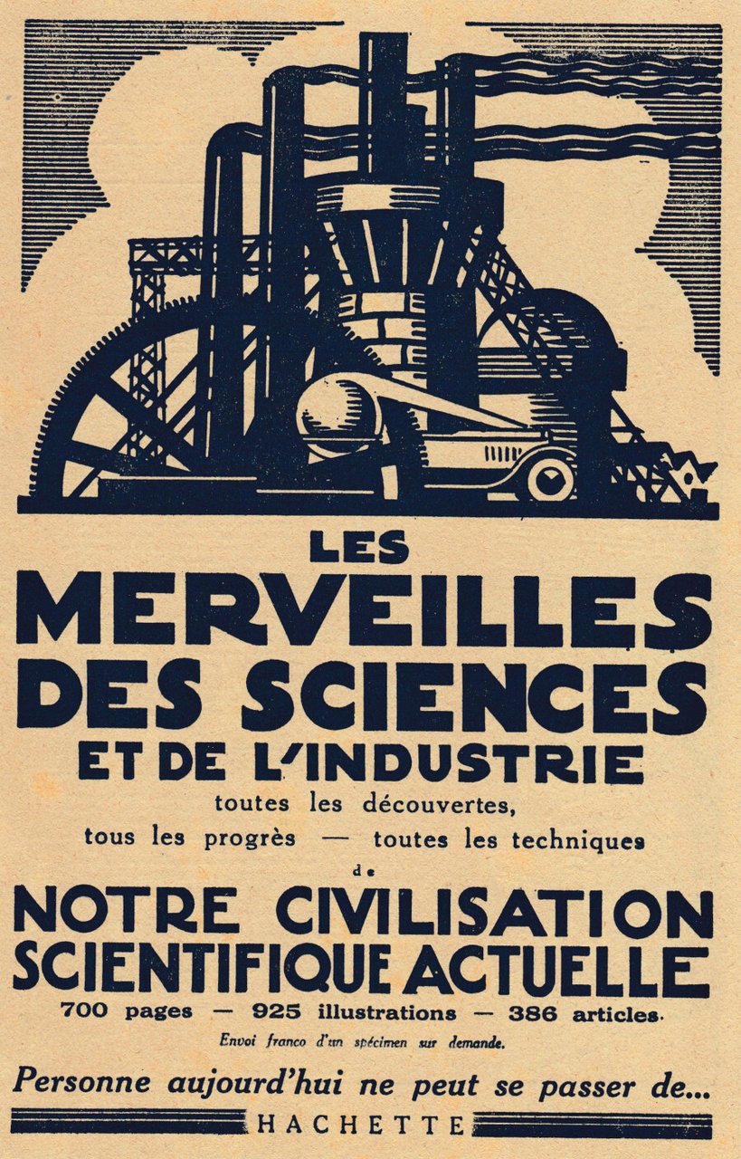 Les merveilles des sciences, Hachette. Advertising 1926