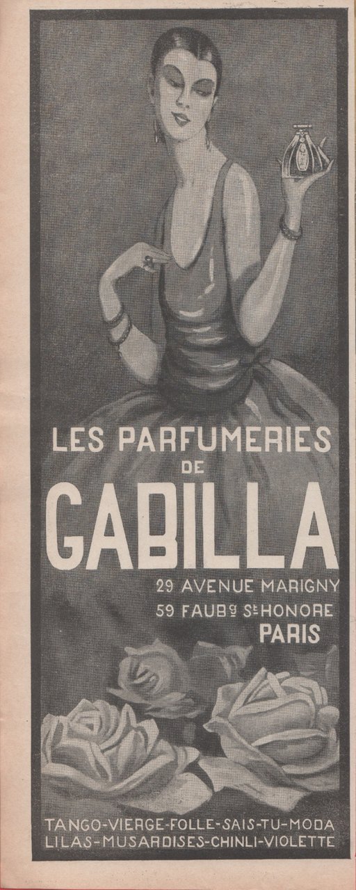 Les parfumeries de Gabila, Paris. Advertising 1926