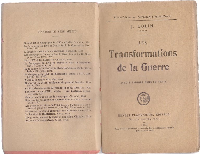 Les Transformations de la Guerre - General J. Colin
