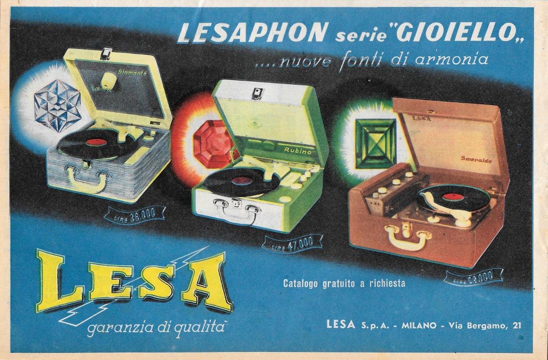 Lesaphon serie Gioiello. Advertising 1956