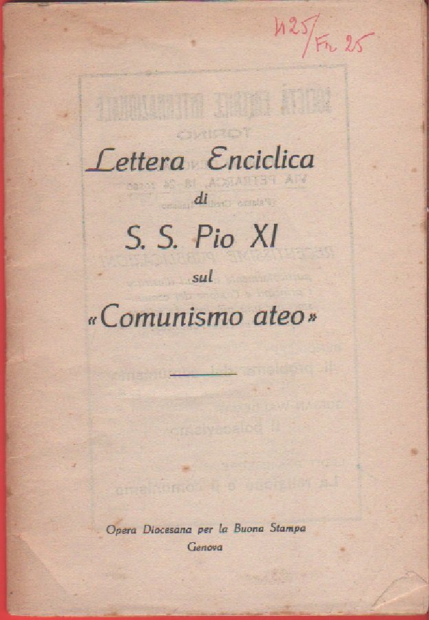 Lettera Enciclica di S.S. Pio XI sul "Comunismo ateo"