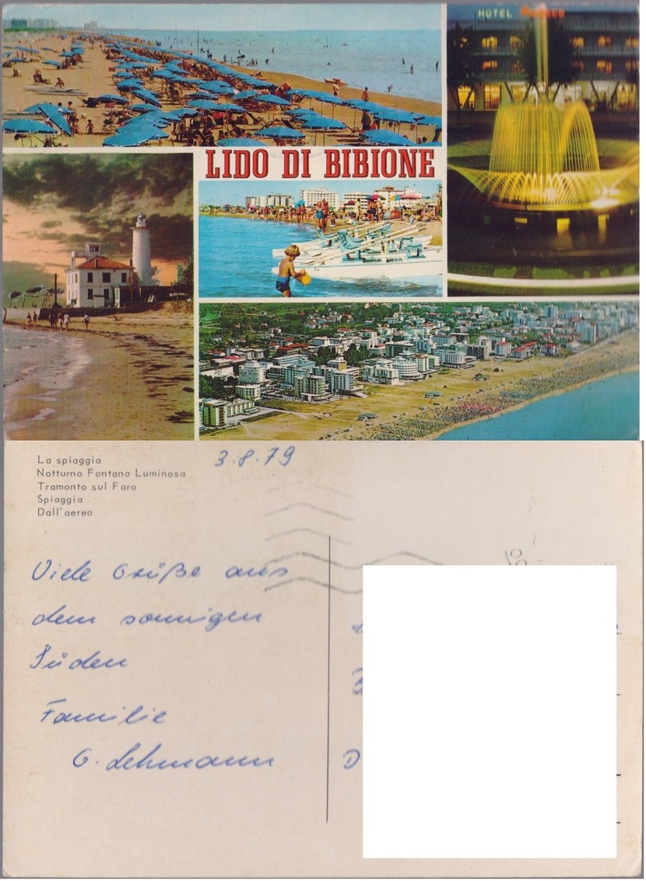 Lido di Bibione (VE). Vedute. Viaggiata 1979