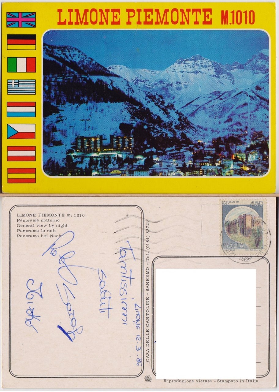 Limone Piemonte. Panorama notturno. Viaggiata 1986