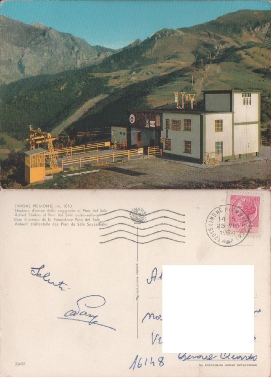 Limone stazione di arrivo seggiovia Pian del Sole. Viaggiata.