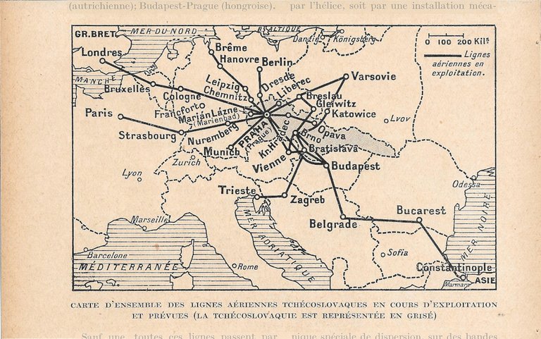 Limousine de transport Aéro A 10/Carte des Lignes Aériennes Tchcoslovaques …