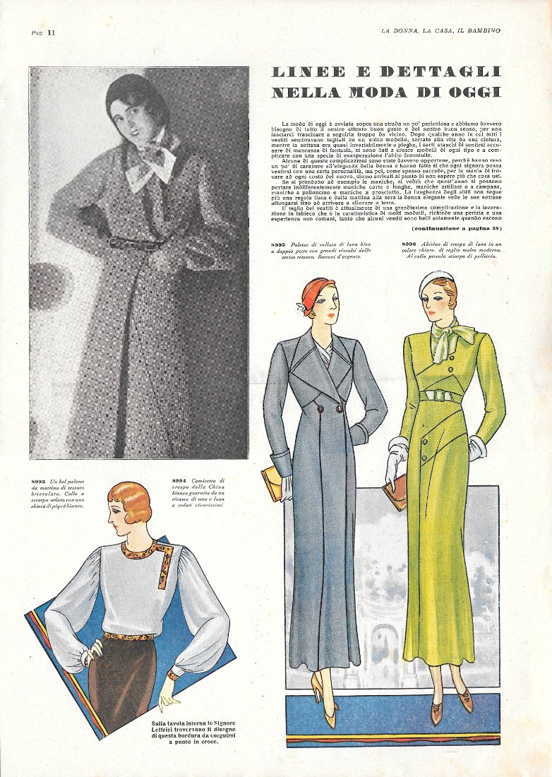 Linee e dettagli nella moda di oggi. Stampa 1933