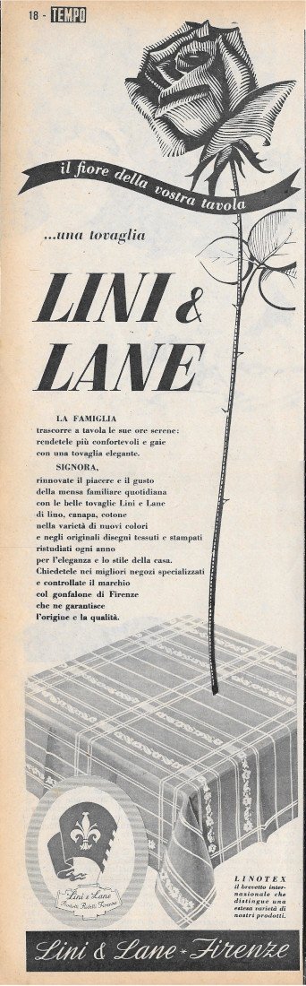 Lini &amp; Lane, Firenze - Advertising 1956