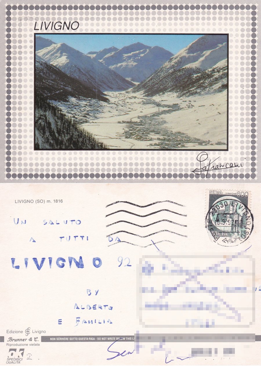 Livigno. Viaggiata 1992