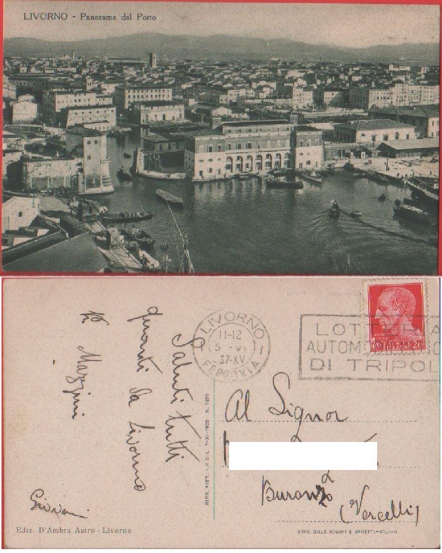 Livorno. Panorama dal porto. Viaggiata 1937