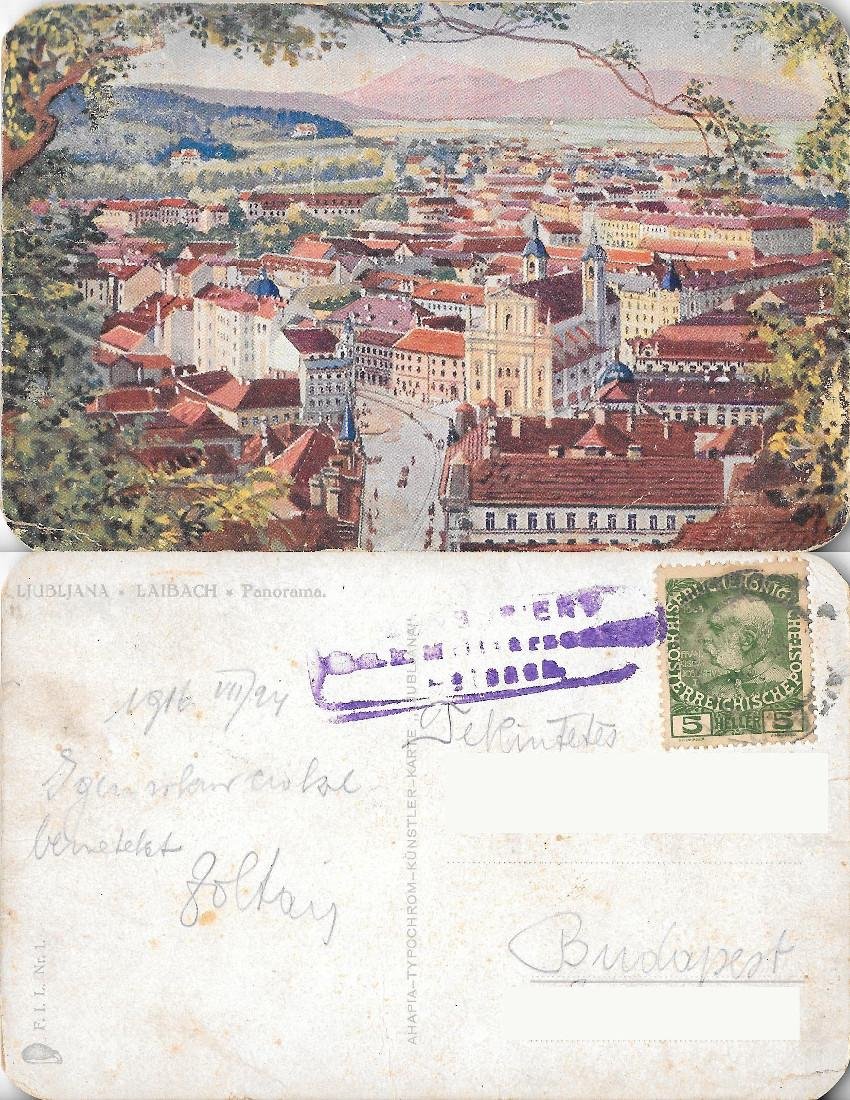 Ljubljana. Panorama . Zensuriert Militarzensur Laibach . Viaggiata 1916