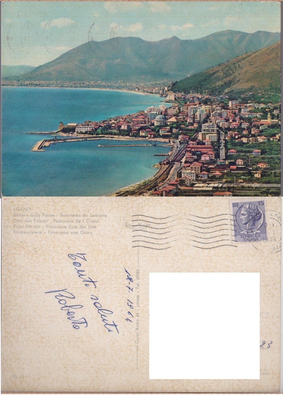 Loano (SV). Panorama da levante. Viaggiata 1964