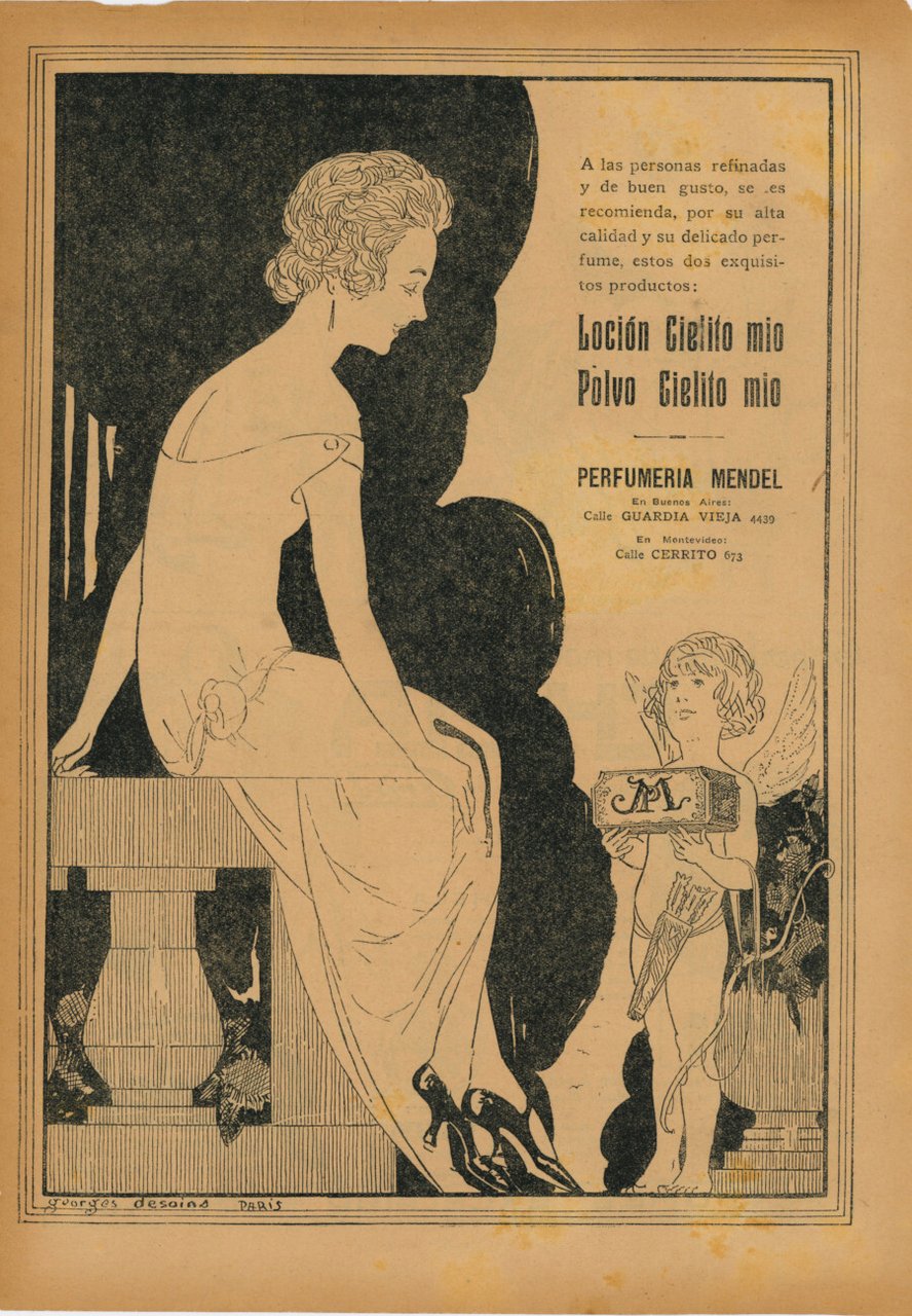 Locion e polvo Cielito mio. Parfumeria Mendel. Advertising 1922