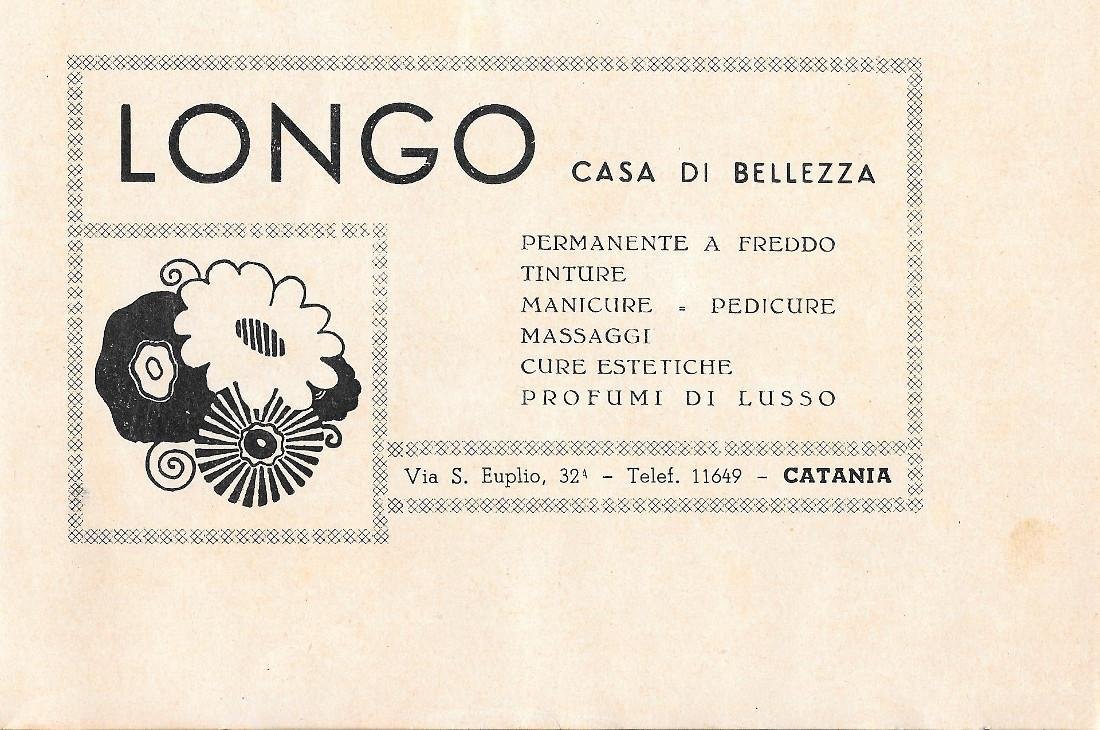 Longo. Casa di bellezza. Catania. Pubblicità 1947