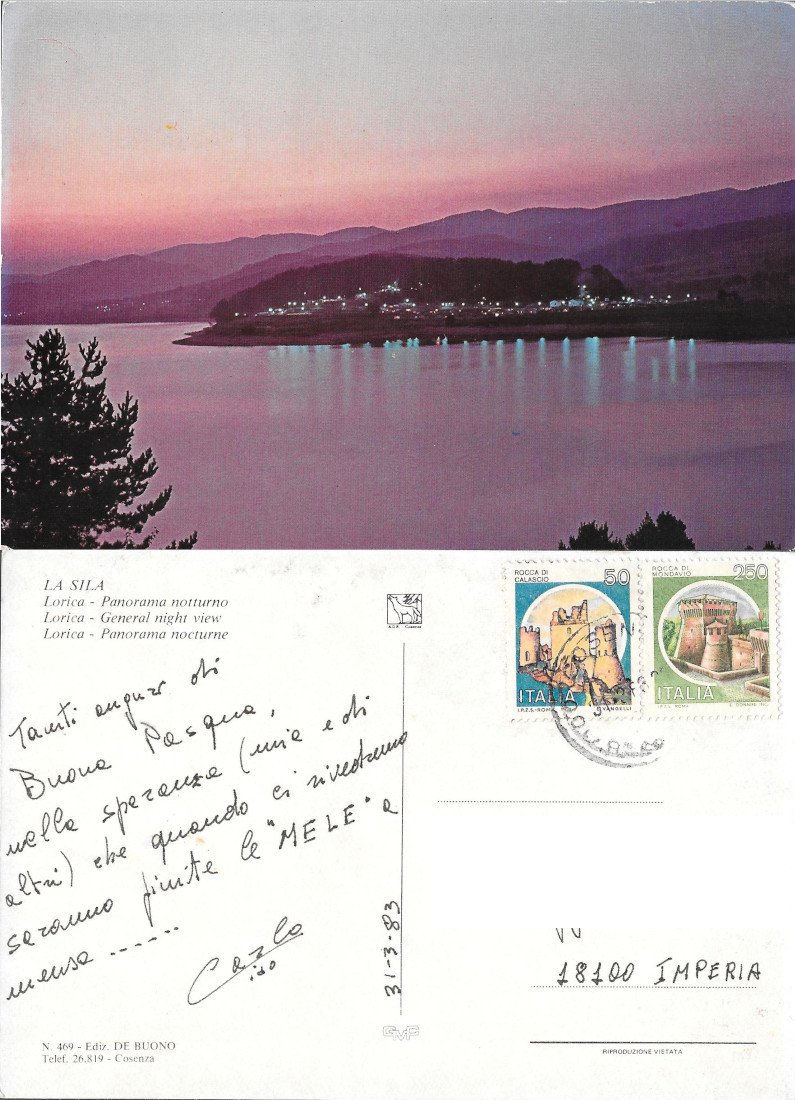 Lorica (Sila ). Panorama notturno. Viaggiata 1983