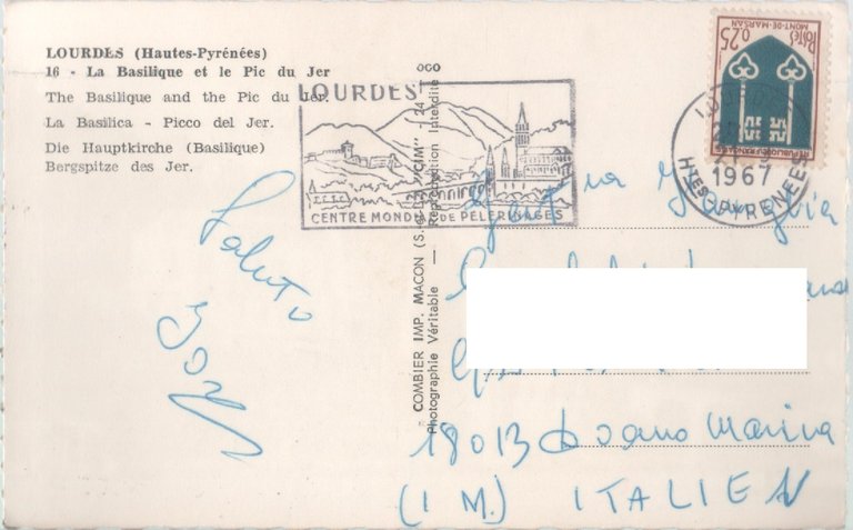 Lourdes. La Basilique ed le Pic du Jer. Viaggiata 1967 | Immagine Gallery 2