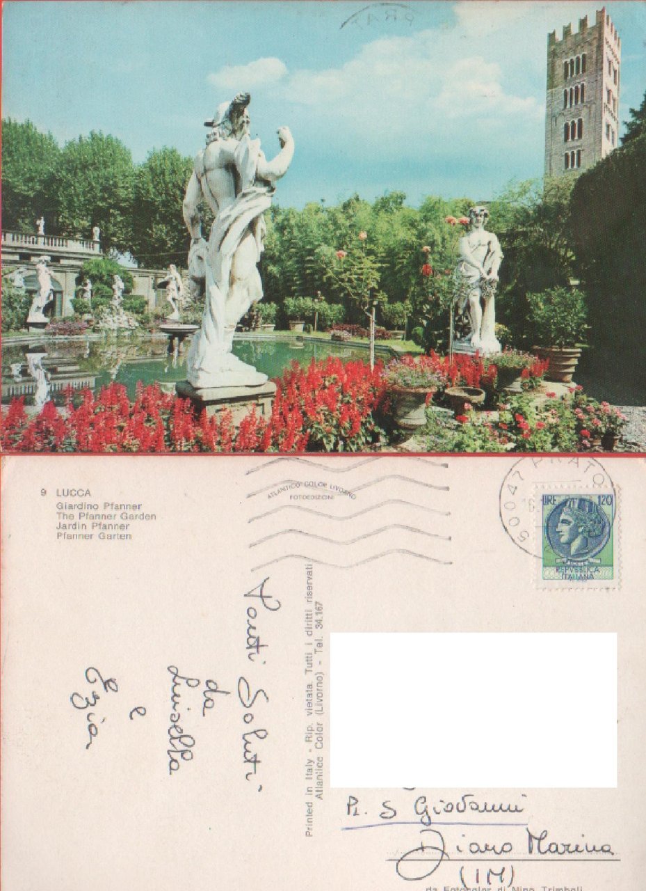 Lucca. Giardino Pfanner. Viaggiata