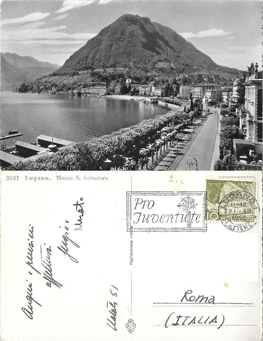 Lugano. Monte S. Salvatore. Viaggiata 1951