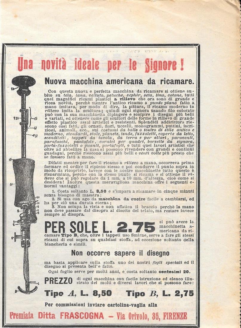 Macchina americana da ricamare. Advertising 1903