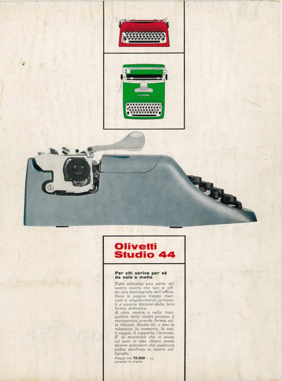 Macchina da scrivere elettrica IBM/Olivetti Studio 44. Advertising 1961