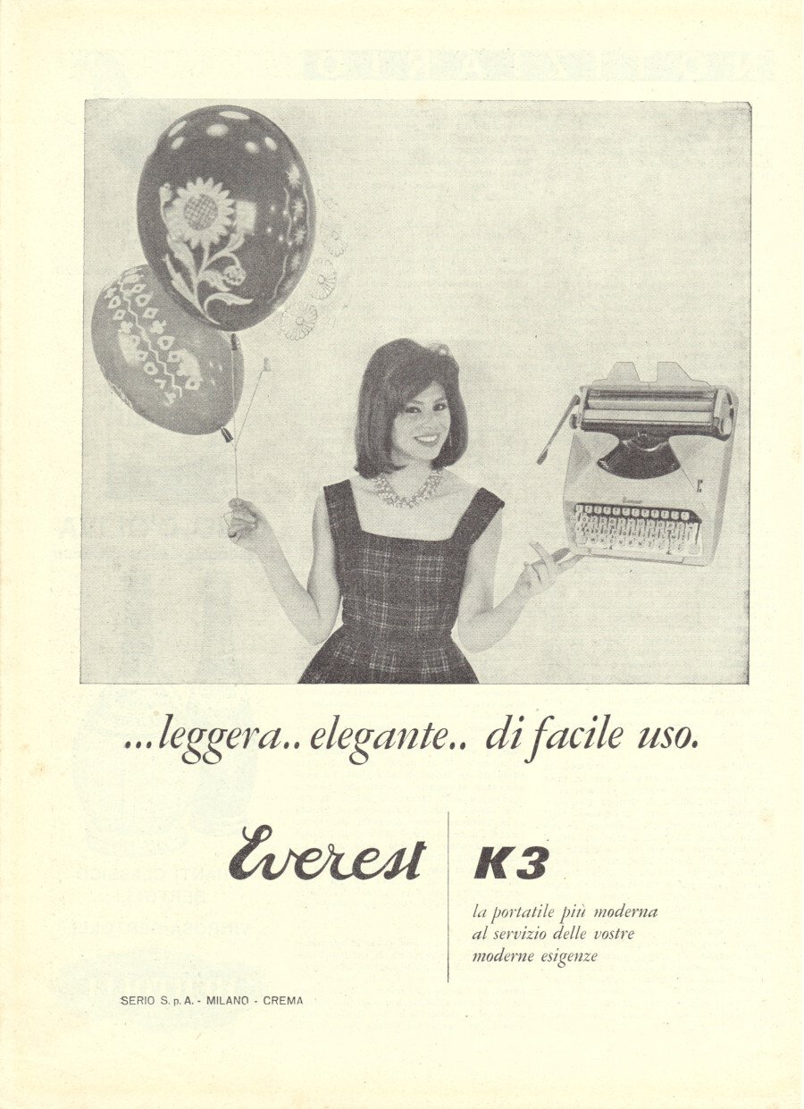 Macchina da scrivere Everest K3. Advertising 1963