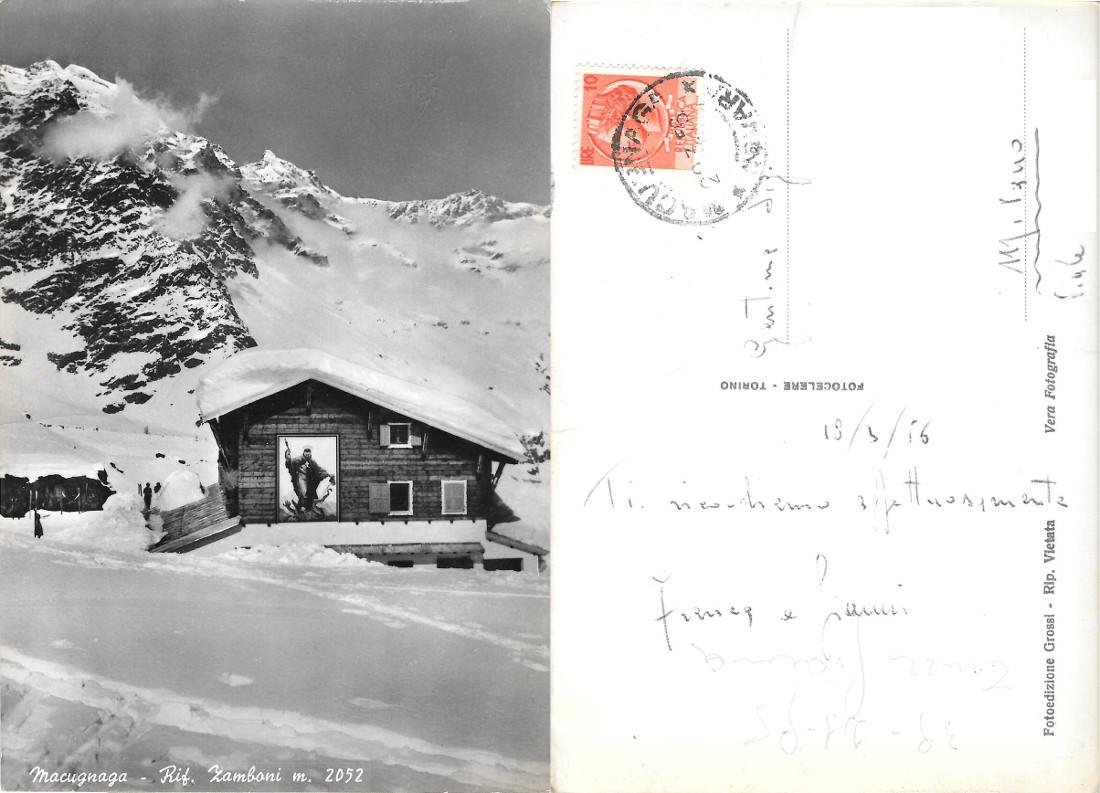 Macugnaga. Rif. Zamboni. Viaggiata 1956