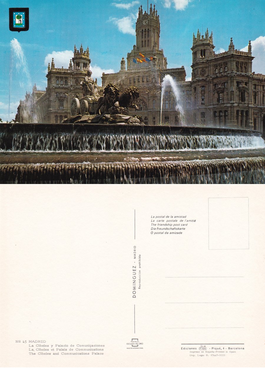 Madrid. La Cibeles y Palacio de Comunicationes. Non viaggiata
