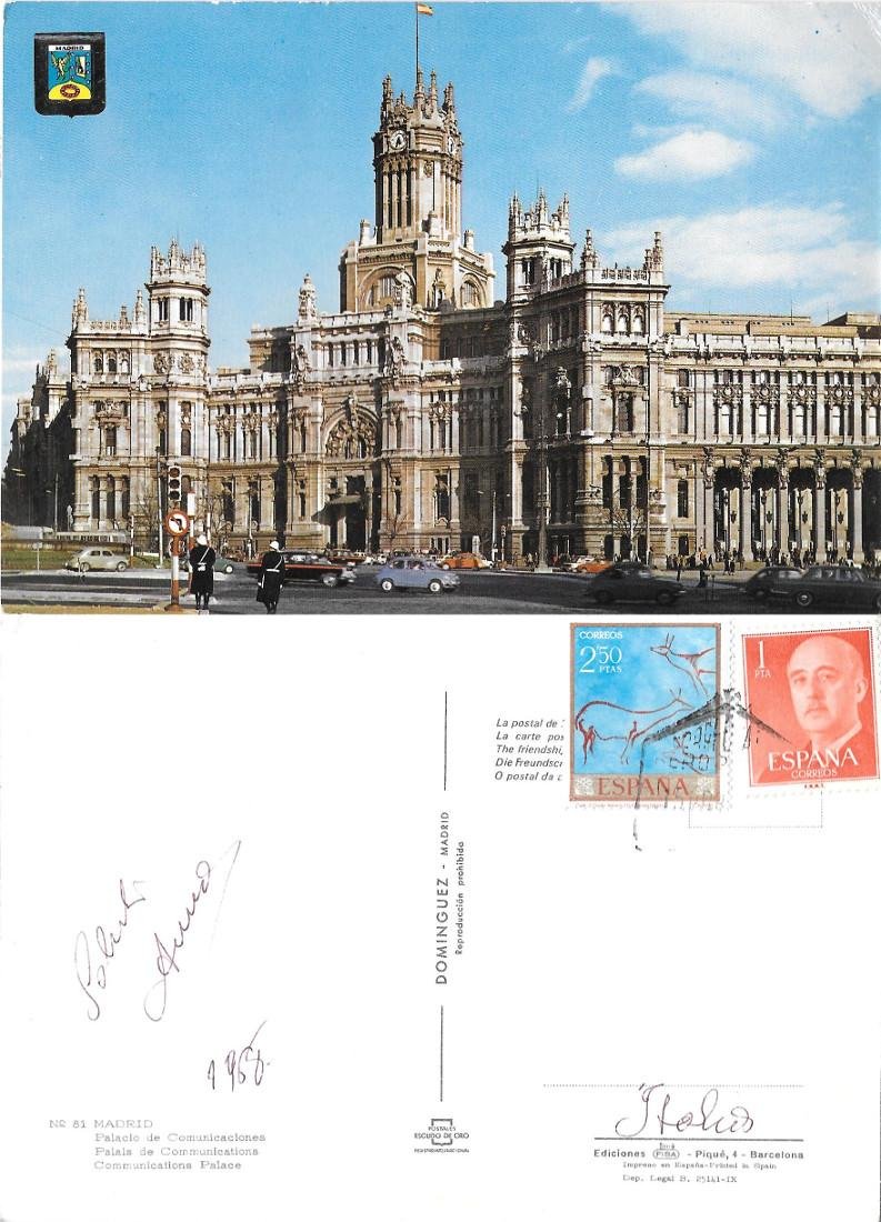 Madrid. Palacio de Comunicaciones. Viaggiata 1968