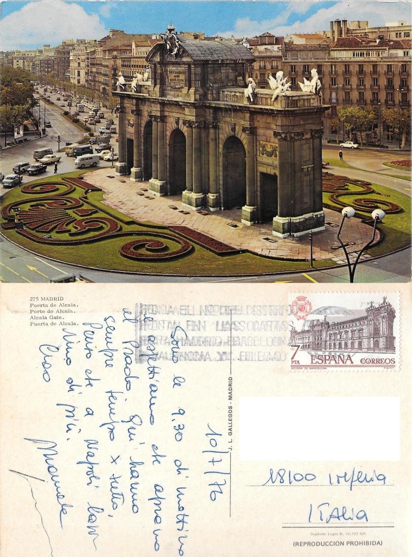 Madrid. Puerta de Alcala. Viaggiata 1976