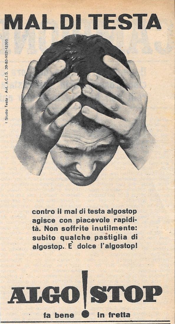 Mal di testa. Algo Stop. Advertising 1956