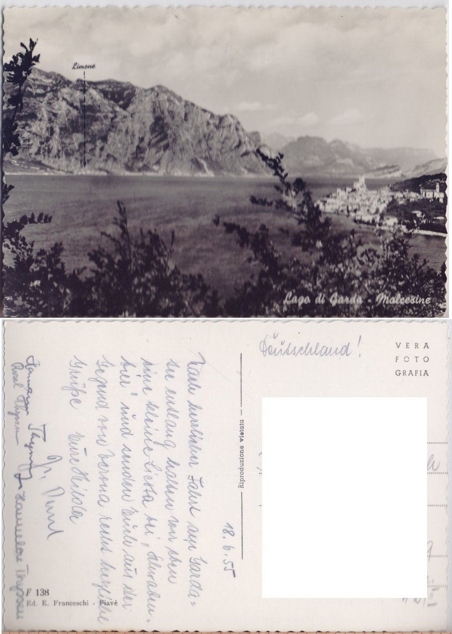 Malcesine (VR). Lago di Garda. Scritta 1955