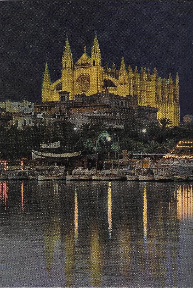 Mallorca. Palma. Vista nocturna de la Catedral. Non viaggiata