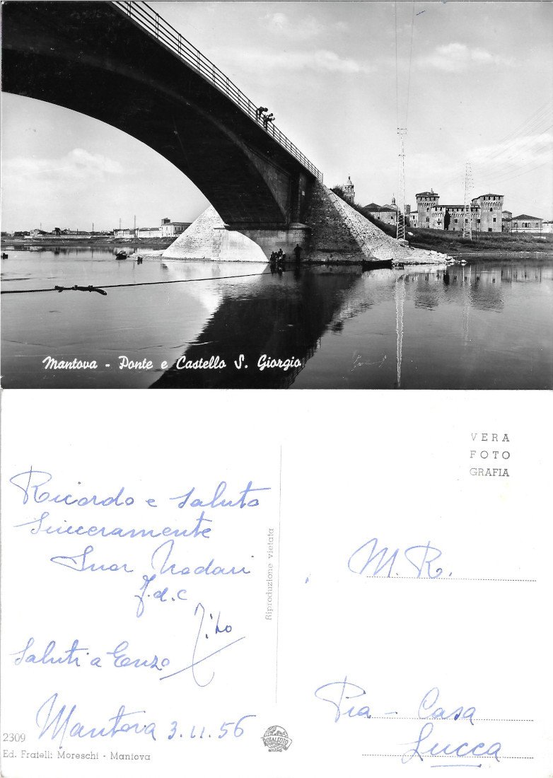 Mantova. Ponte e Castello S.Giorgio. Viaggiata 1956