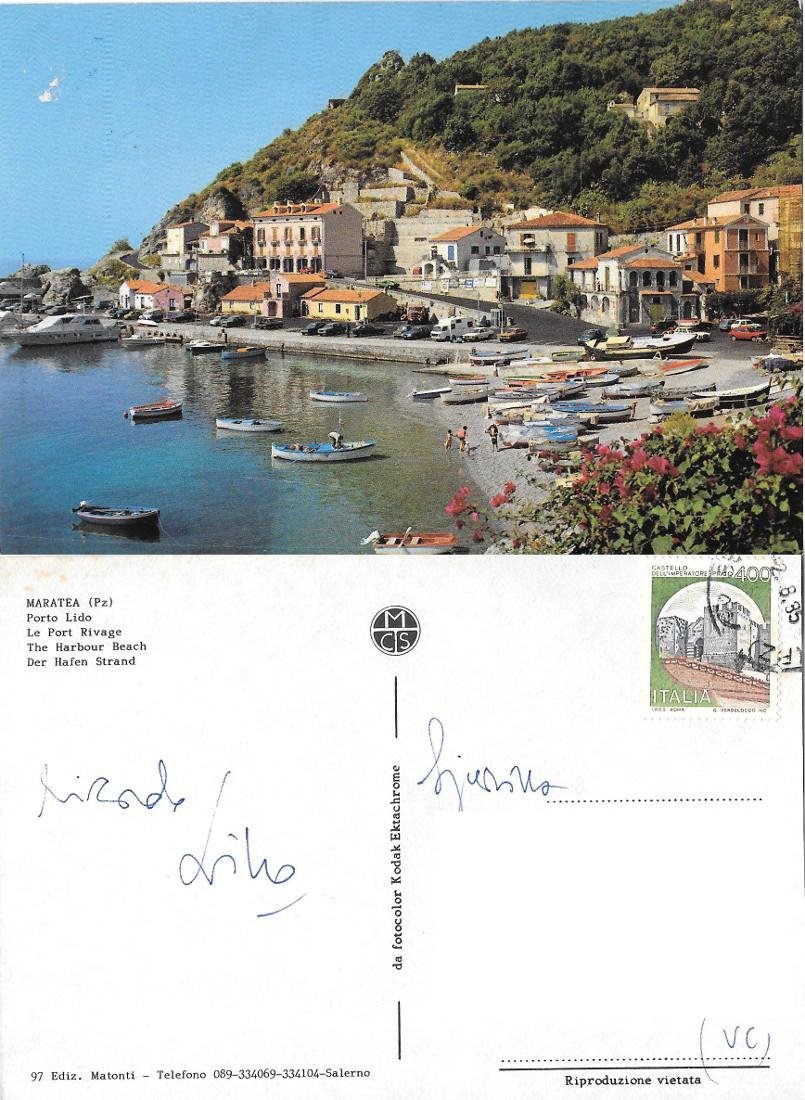 Maratea (PZ). Porto Lido. viaggiata 1985