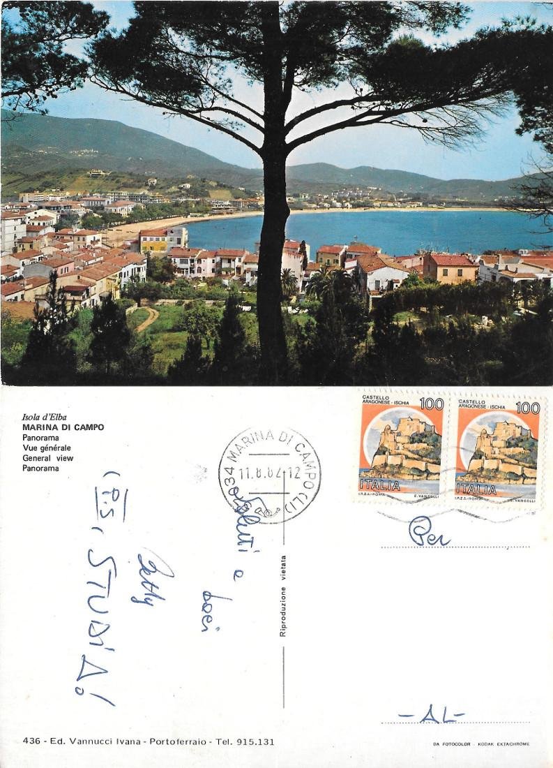 Marina di Campo. Panorama (Isola d'Elba). Viaggiata 1982