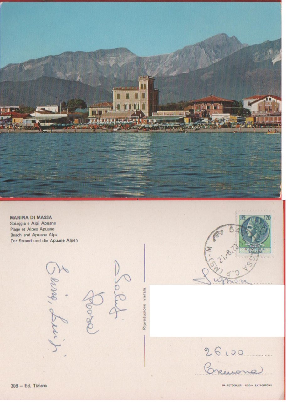 Marina di Massa. Viaggiata 1973