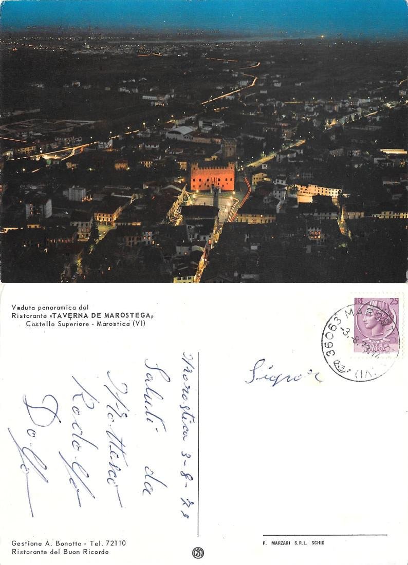 Marostica. Panorama da Taverna de Marostega. Viaggiata 1973