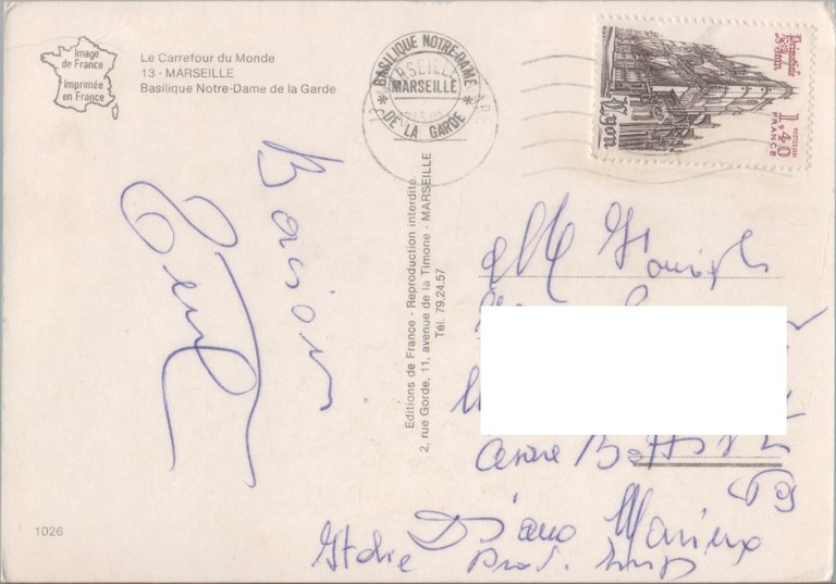 Marseille. Basilique Notre-Dame de la Garde. Viaggiata 1983