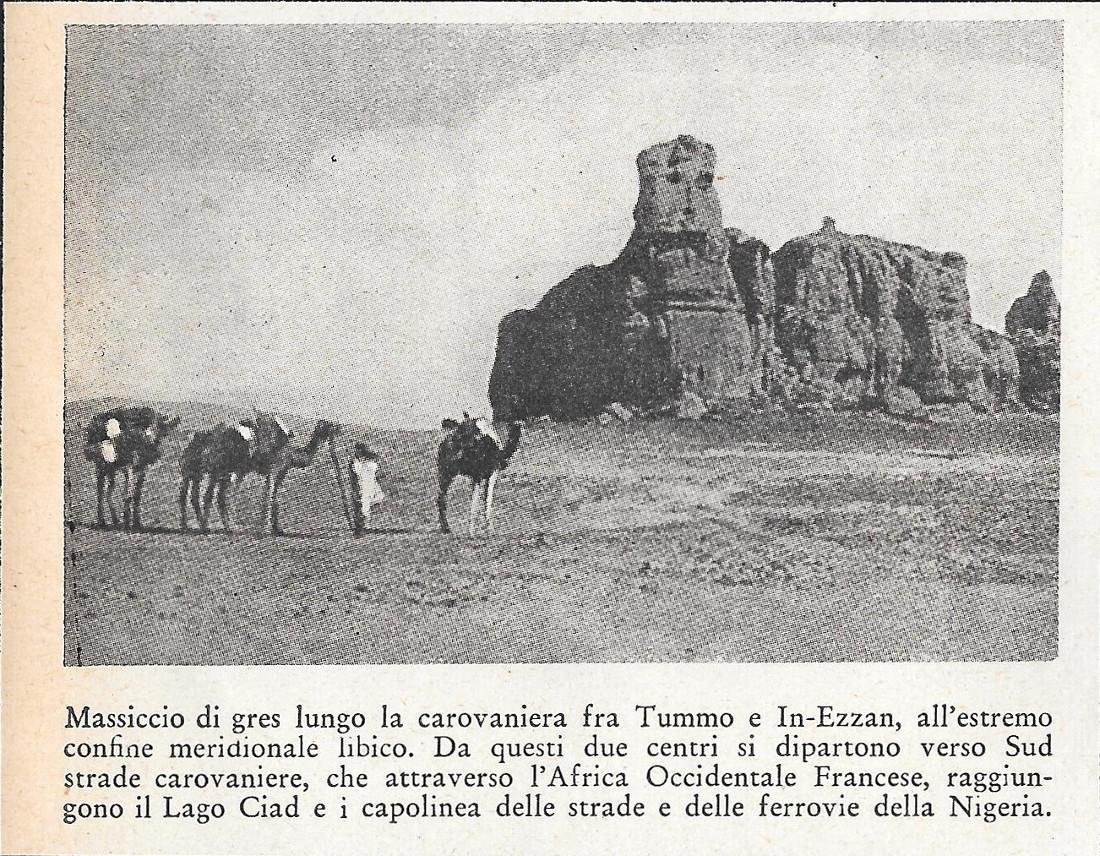 Massiccio di Gres fra Tummo e In-Ezzan. Libia. Stampa 1934