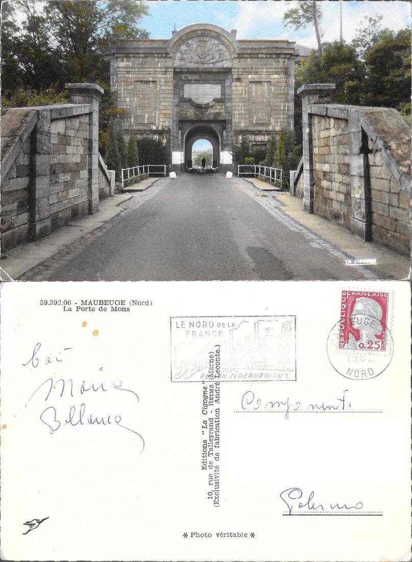 Maubeuge. La Porte de Mons. Viaggiata 1962