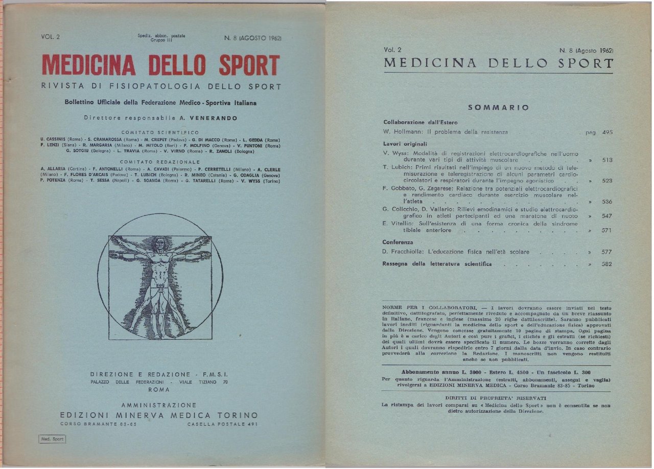 Medicina dello Sport N. 8 Agosto 1962