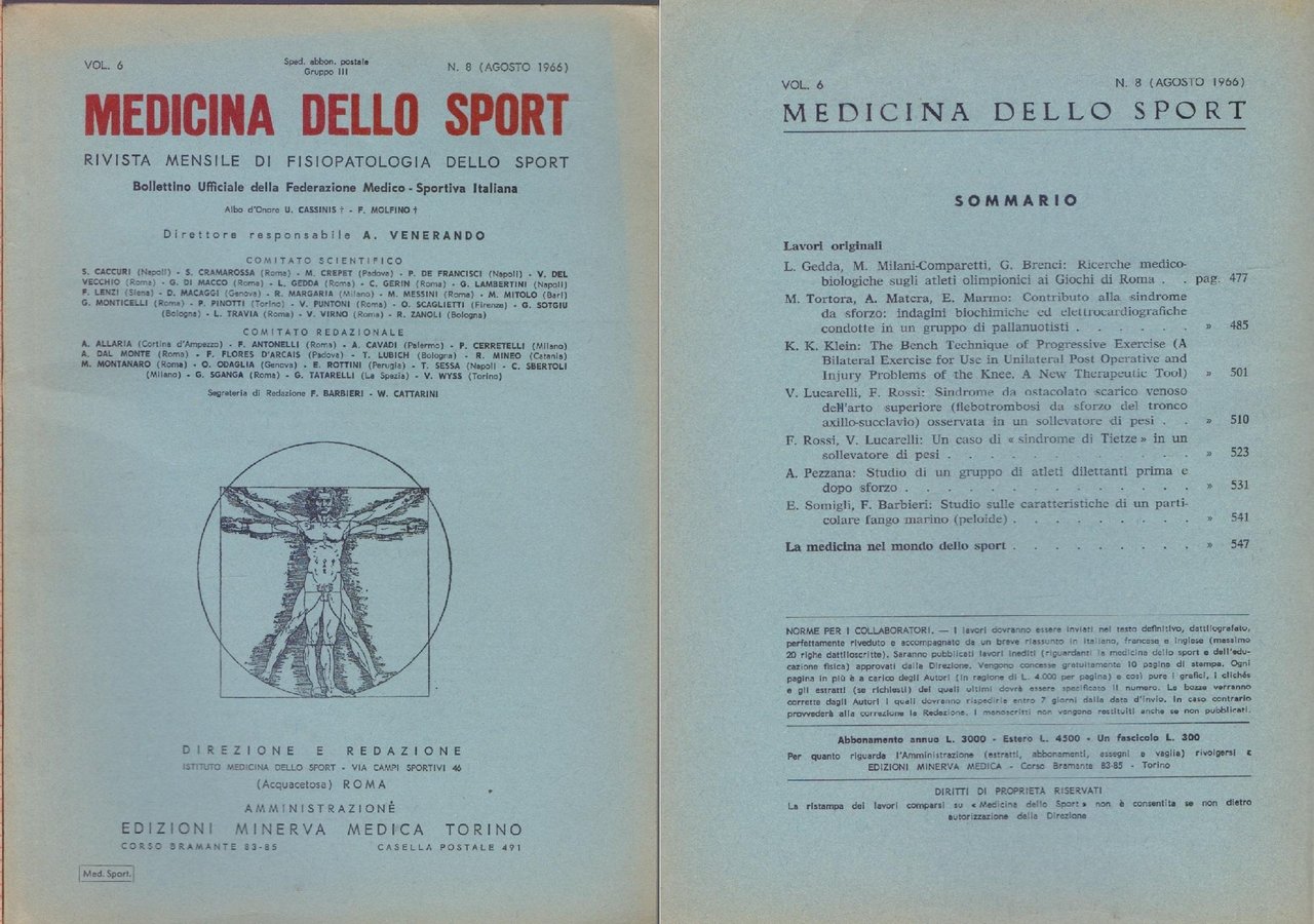 Medicina dello Sport N.8 Agosto 1966