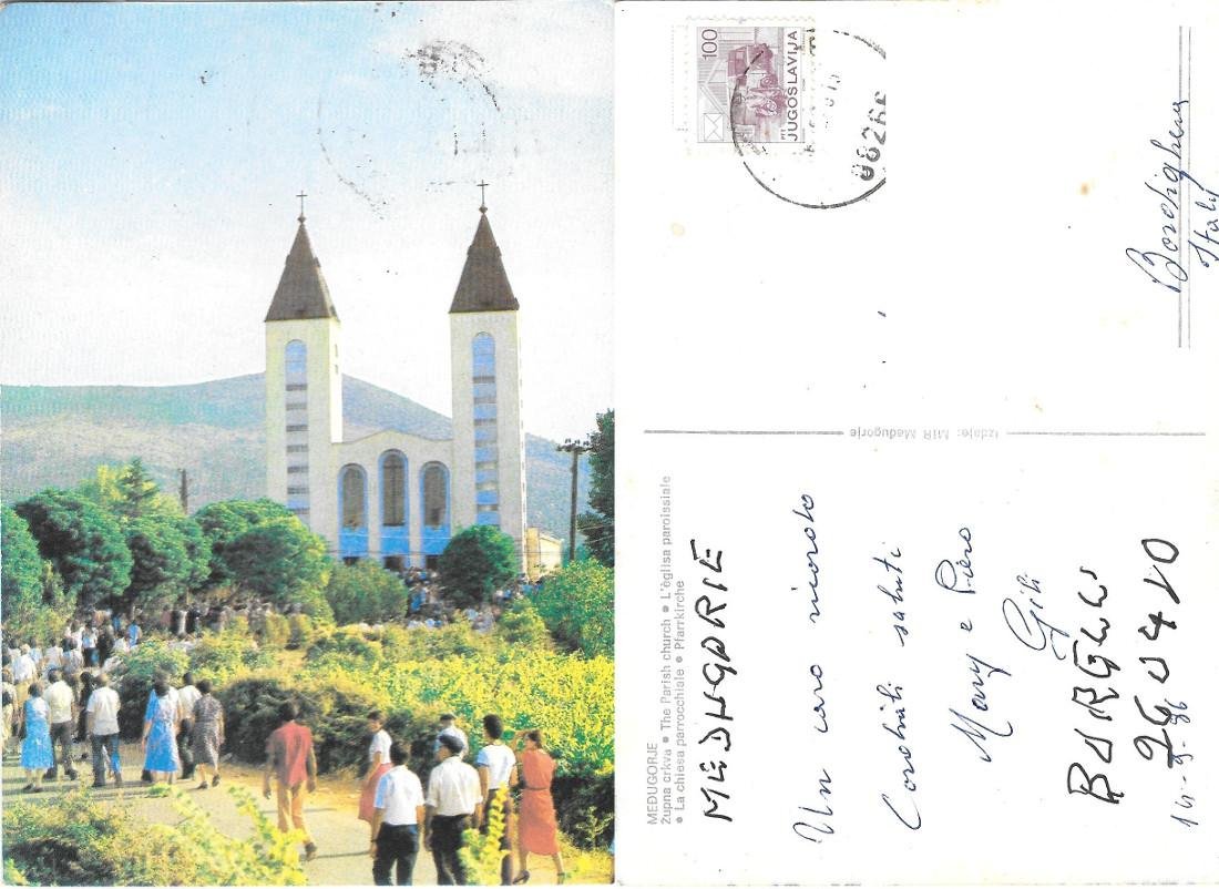 Medugorje. La chiesa parrocchiale (JUG). Viaggiata 1986