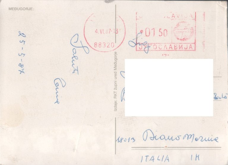 Medugorje . Viaggiata 1987