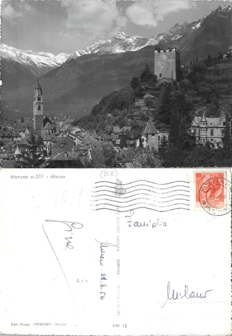 Merano. Viaggiata 1954