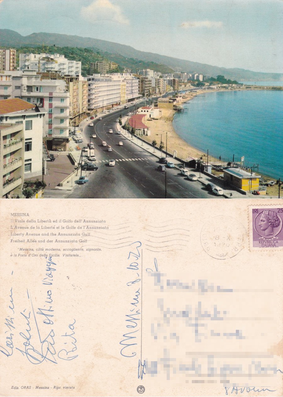 Messina. Il Viale della Libertà e il Golfo dell'Annuziata. Viaggiata …