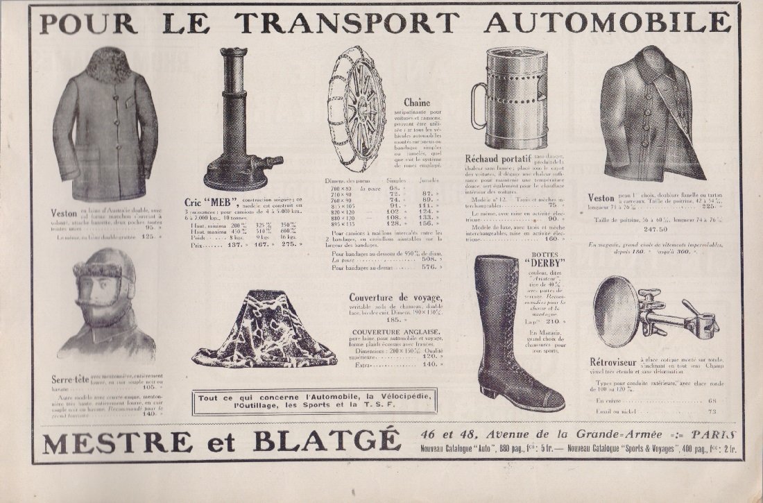 Mestre et Blatge pour le transport automobile. Advertising 1924