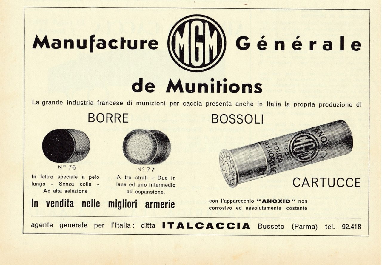 MGM Manufacture Generale de Munitions. Advertising 1962